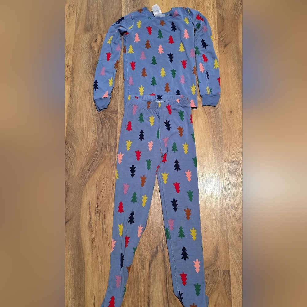 Hanna Andersson Kids Pajama Set - Blue with Multicolor Trees